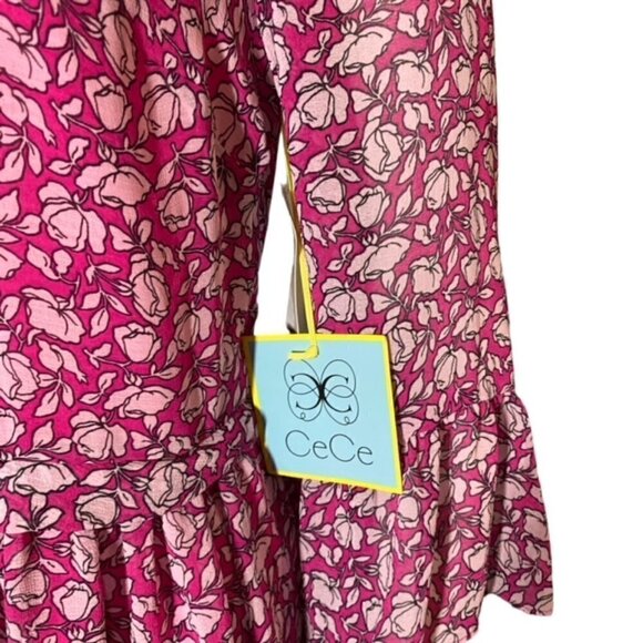 NWT CeCe Romantic Voyage Floral Dress in New Fuchsia 8 - Picture 7 of 7